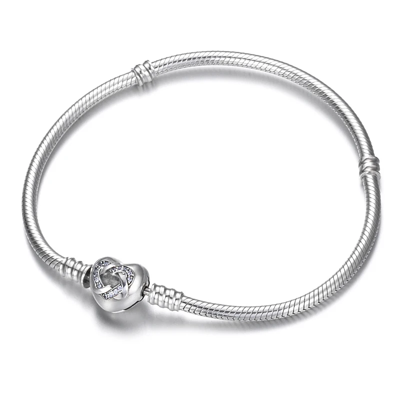 

Handmade Happy families heart design fashion Style 925 Sterling Silver Snake handmade basic chain bracelets for women