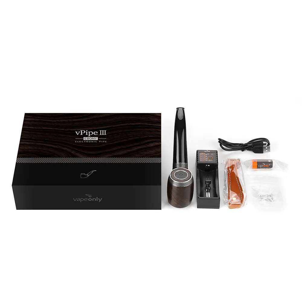 Комплект VapeOnly vPipe III Ebony e-Pipe с аккумулятором 1300 мАч, Воздушная система, эбеновое дерево Vape, комплект электронных труб VS K1000 Plus