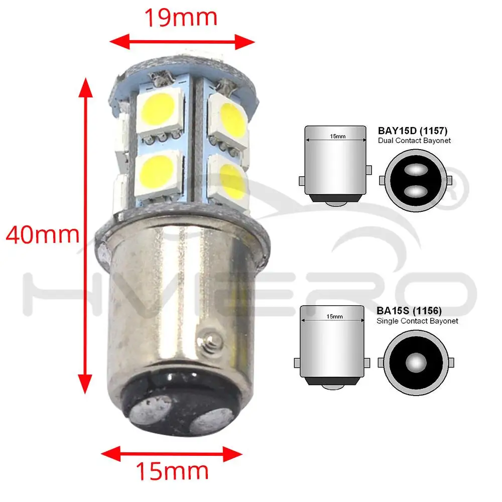 2X 1157 BAY15D 1156 BA15S P21 5 Вт белый красный 13smd стоп сигнал стояночный задний номерной
