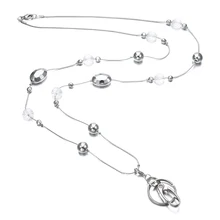 Модный значок с кристаллом держатель для ключей для женщин ID ожерелья значок держатель с серебряными Бусы из Нержавеющей Стали Цепочка