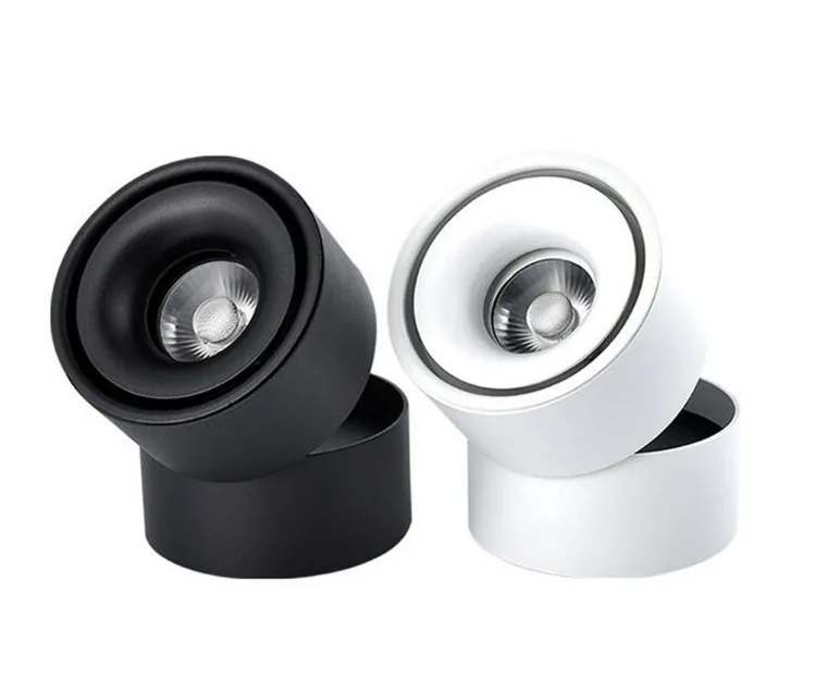 Conduziu a Lâmpada do Teto Ponto de Luz de Fundo Montagem em Superfície de 15 Dobrável e 360 Preto Branco Graus Rotatable Cob Ac85-265v 10 7 w 3 Montagem Em superfície de 15 10 7