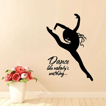 

Wall Decal Dance Like Nobody's Watching with Dancer Vinyl Wall Art Mural Stickers Dancing Decoration For Girls Bedroom DA02