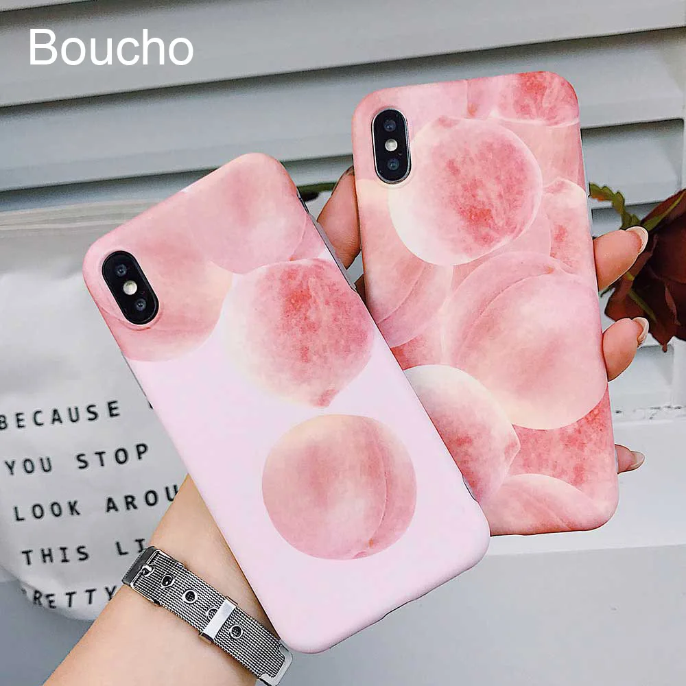 Boucho мультфильм плоды персика чехол для iPhone X XR XS Max 8 плюс 7 plus 6 S модные чехлы |