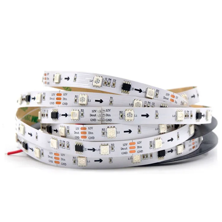 Светодиодный 5 м ws2811 DC12V 30/48/60 светодиодный s/M Addressable 2811 ic 5050 SMD Светодиодная rgb-лента Пиксельная лента externe ic, 1 IC пульта 3 светодиодный s