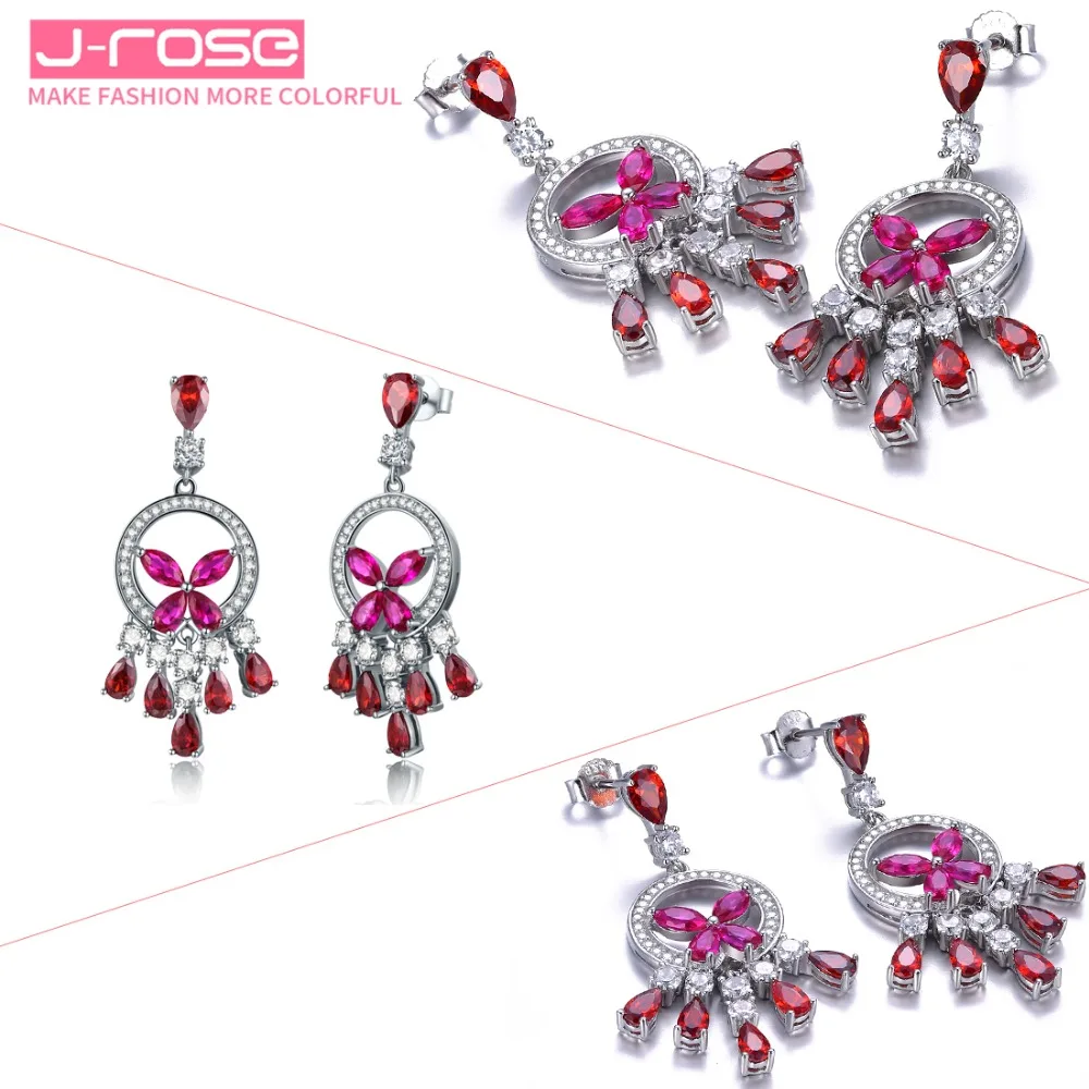  . Jrose 6.7ct classique poire coupe boucles d'oreilles 100% véritable 925 bijoux en argent Sterling