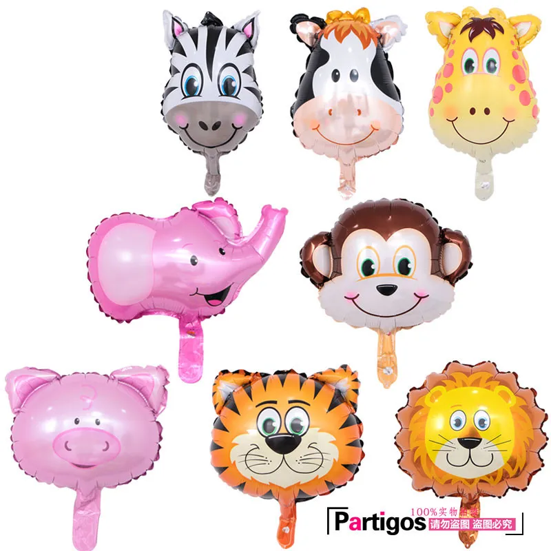 

10pcs Mini Animal Foil Balloons Unicorn & Lion & Monkey & Zebra & Deer & Cow Animal Head Air Balloon birthday party Decor