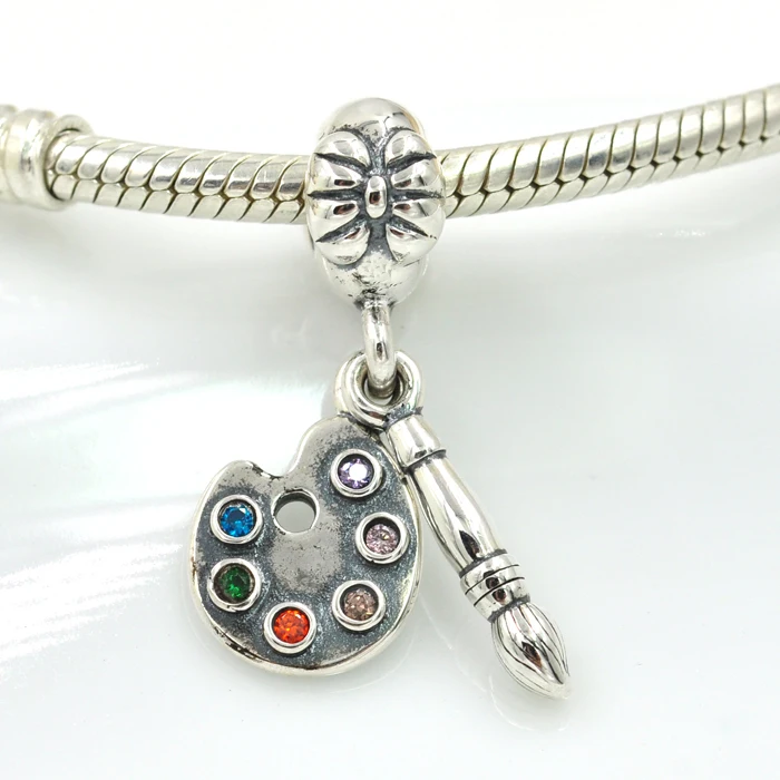 

Hot Fits Pandora Bracelet Charms Necklace Authentic 925 Sterling Silver Artist's Palette Charm Pendant DIY Jewelry Making