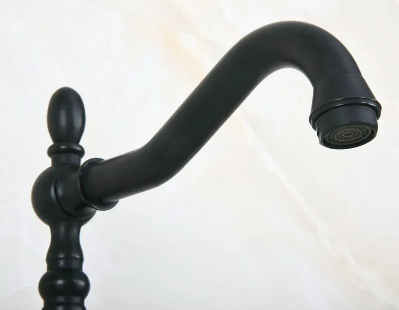 Black Oil Rubbed Bronze Ceramic Base Kitchen Wet Bar Bathroom Vessel Sink Faucet Single Hole Swivel Spout Mixer Tap anf653