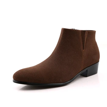 

2019 Male Hip hop autumn winter Men Chelsea Motorcycle Boots Slip-On Dress Shoes Dancing Footwear Platform High Top Sneakers