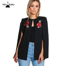 

Misskoko Women Plus Size Floral Embroidery Cloak Coat Open Stitch Solid Color Basic Tops Large Size fomal Cloak Coat 3XL-7XL