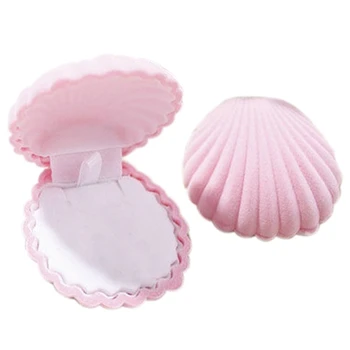 

1Pcs A sea shell Shape Luxury Velvet Ring Box earring ring earring jewelry case