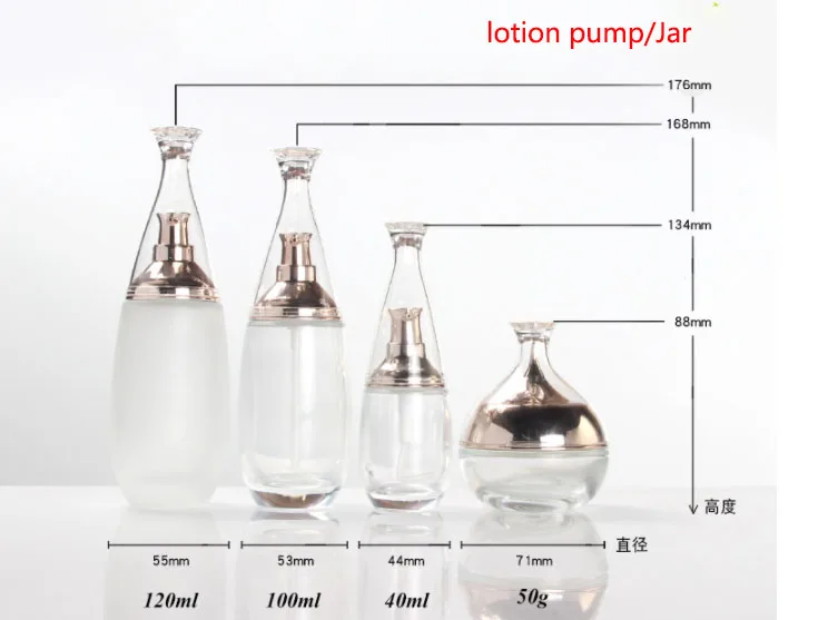 50/40/100/120 мл матовое/чистый пустой стеклянная бутылка/баночка лосьон насос косметическая упаковка бутылки для многоразового использования