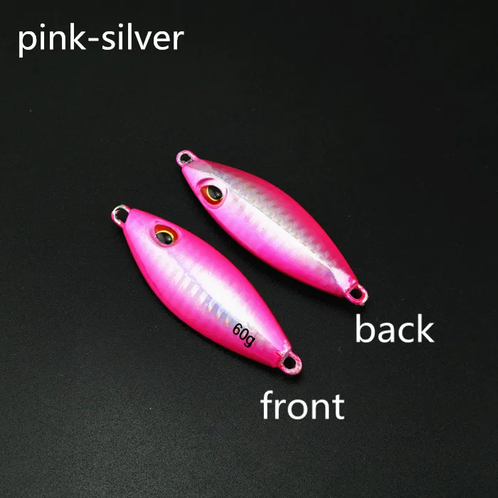 1 шт. 40g60g джиг глубоководная рыболовная приманка свинцовая рыба джиг жесткая приманка рыболовная приманка без Крючков - Цвет: 60g pink-silver 1