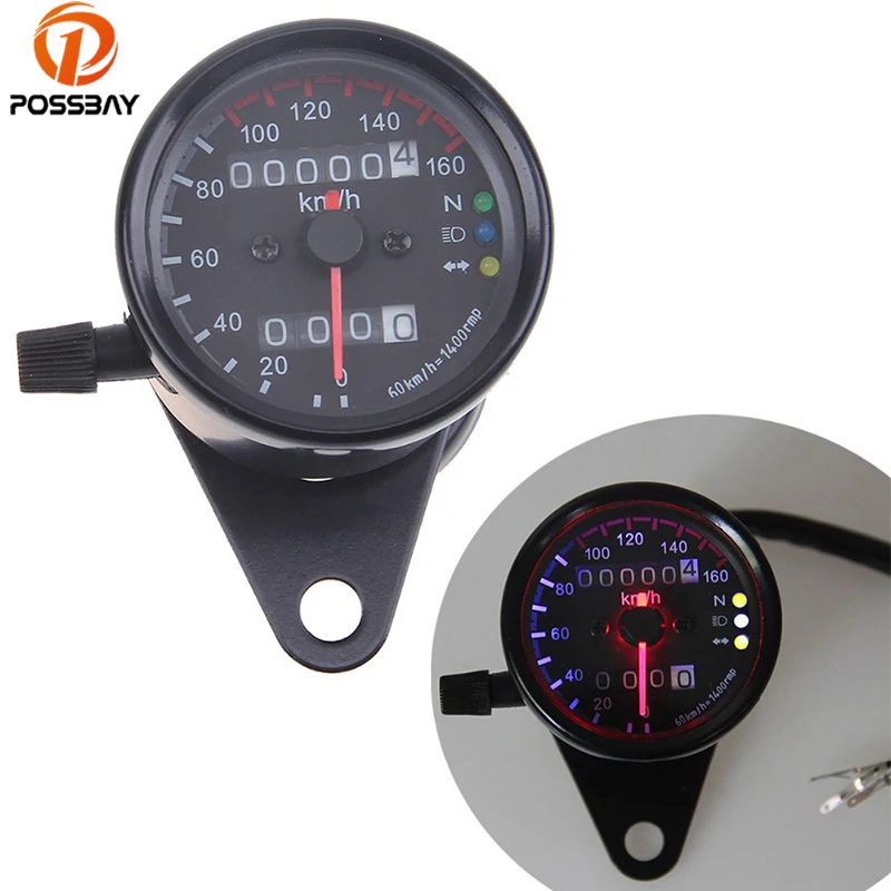 Buy Universal Black Motorcycle Odometer Speedometer Dual Odometer Gauge LED