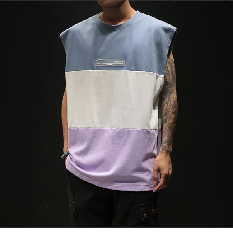 

Fashion Casual Cotton Stitching Large Size Summer Men's Clothing Vest Sleeveless Fitness Men's Vest Bodybuilding