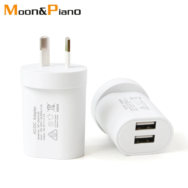 1PC AU Adapter Plug 5V2.4A Dual USB Charger For Smart Mobile Phone AC/DC Adaptor Travel in Australia New Zealand Argentina