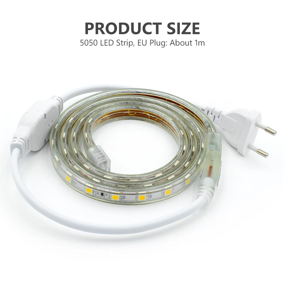 Дешевая 2 м СВЕТОДИОДНАЯ лента SMD 5050 водонепроницаемая AC 220V 230V 240V срезаемая