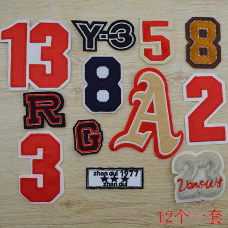12pcs/lot Numbers And Alphabet Patches for clothes DIY Clothes Shoes