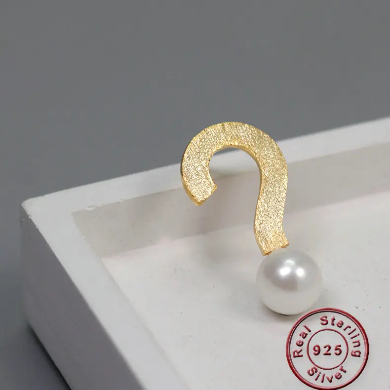 

Amxiu Question Mark Brooch Handmade 925 Sterling Silver Jewelry Pins Freshwater Pearl Brooches For Women Men Suit Accessories