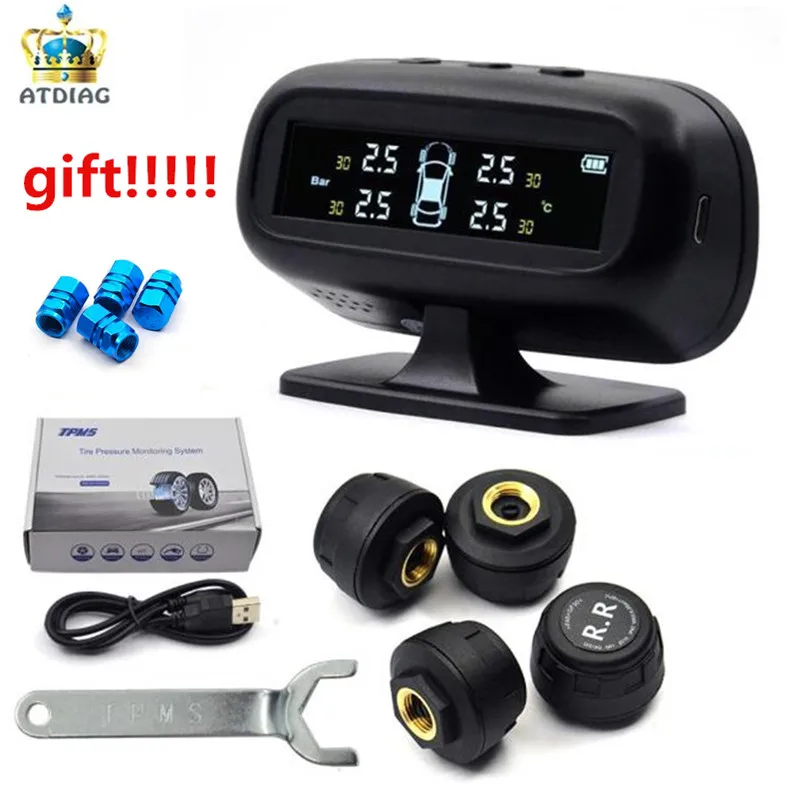 

Smart Car TPMS Tyre Pressure Monitoring System Solar Power Digital LCD Display Auto Security Alarm Systems Tyre Pressure