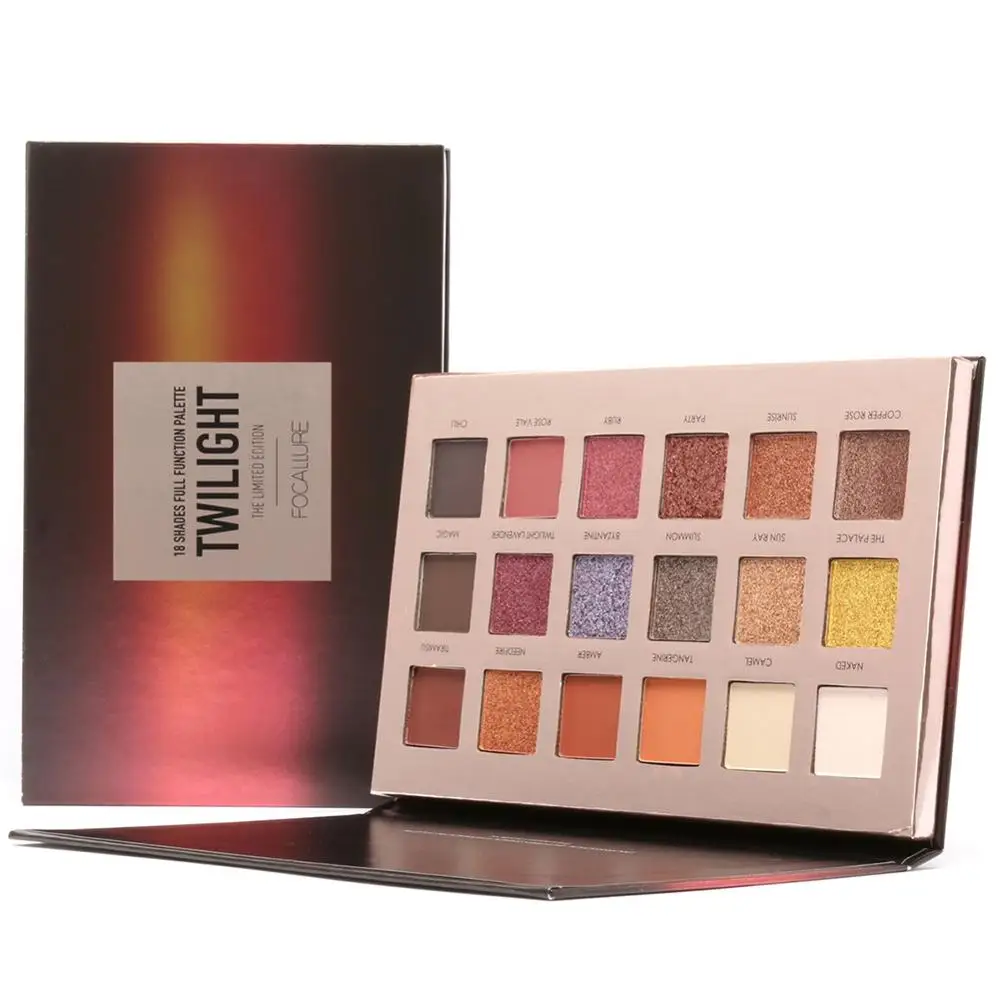 

FOCALLURE Twilight Glitter Eye Shadow Palette Mineral Pigment Shimmer Matte 18 Color Professional Makeup Eyeshadow Set #257675