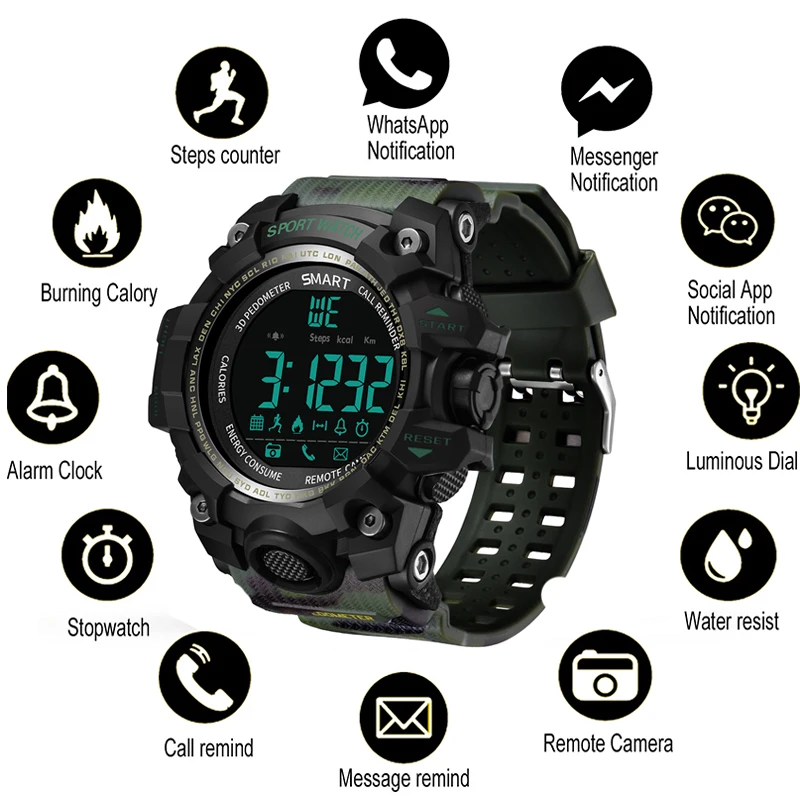

SYNOKE Smart Watch bluetooth digital men clock Pedometer smartwatch Waterproof IP67 Sport For ios Android Phone