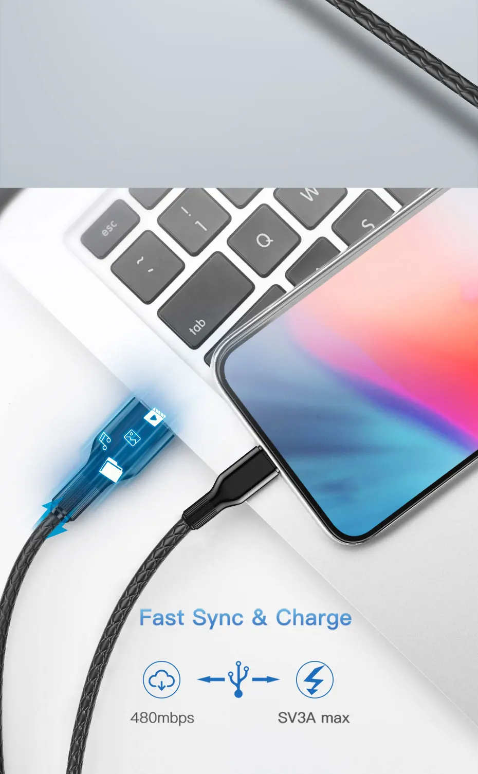 Suntaiho usb type-C кабель для Xiaomi Redmi Note 7 USB C кабель для samsung S9 провод для быстрого заряда USB-C шнур для зарядки мобильного телефона