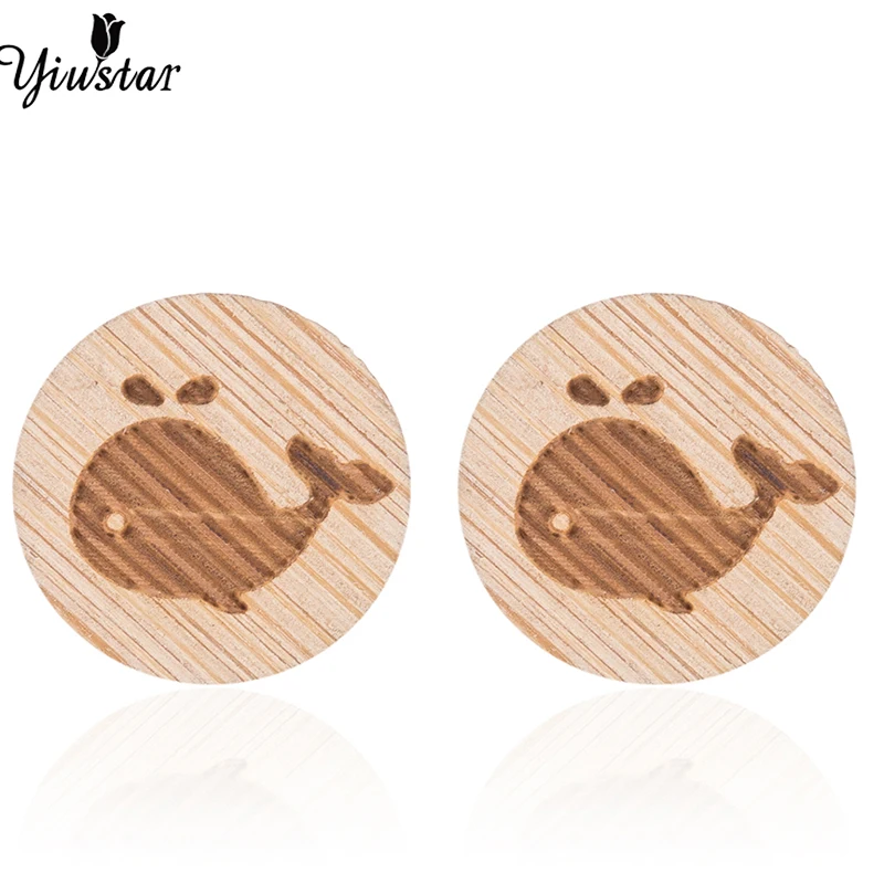 

Yiustar Sweet Cute Shark Jewelry Decoration Round Wooden Charming Earrings Exquisite Earrings For Women Girls Family Party Gifts