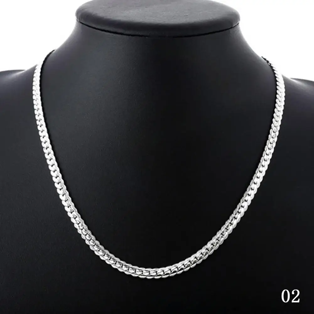 Модные роскошные мужские/женские золотые/серебряные ожерелья 5 мм Изысканная боковая цепочка Ювелирные изделия вечерние подарки аксессуары 20 дюймов#250447 - Окраска металла: Silver