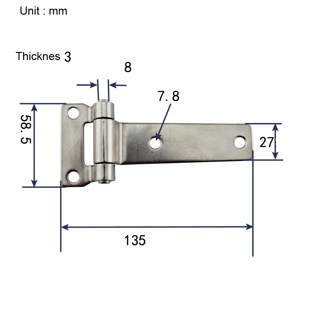 Stainless Steel Tee Hinge T Hinge Garden Shed for Wood Door Gate Furniture Hardware Accessory White
