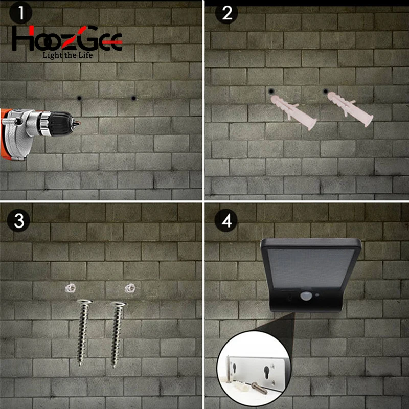HoozGee Солнечный настенный светильник с пультом дистанционного управления 48 светодиодный датчик движения уличный светильник наружные садовые лампы безопасности для двора светильник ing