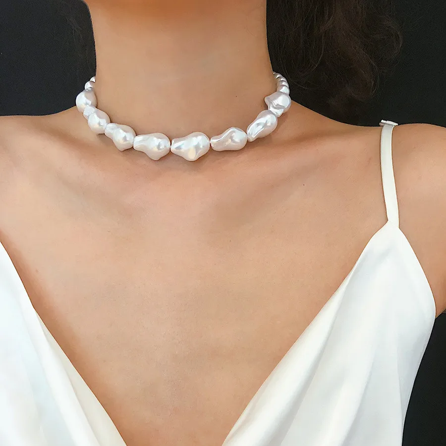 

DIEZI Fashion Baroque Irregular Pearl Short Choker Necklace For Women 2019 New Fashion Statement Necklace Ladies Girls Jewelry
