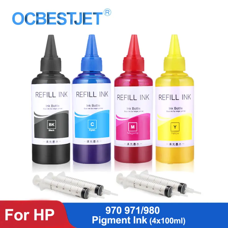 

400ml For HP 970xl 971xl 980xl Pigment Ink For HP Officejet X451dn X551dw X476dn X576dw X555xh X585 Water-proof Ink For HP 970