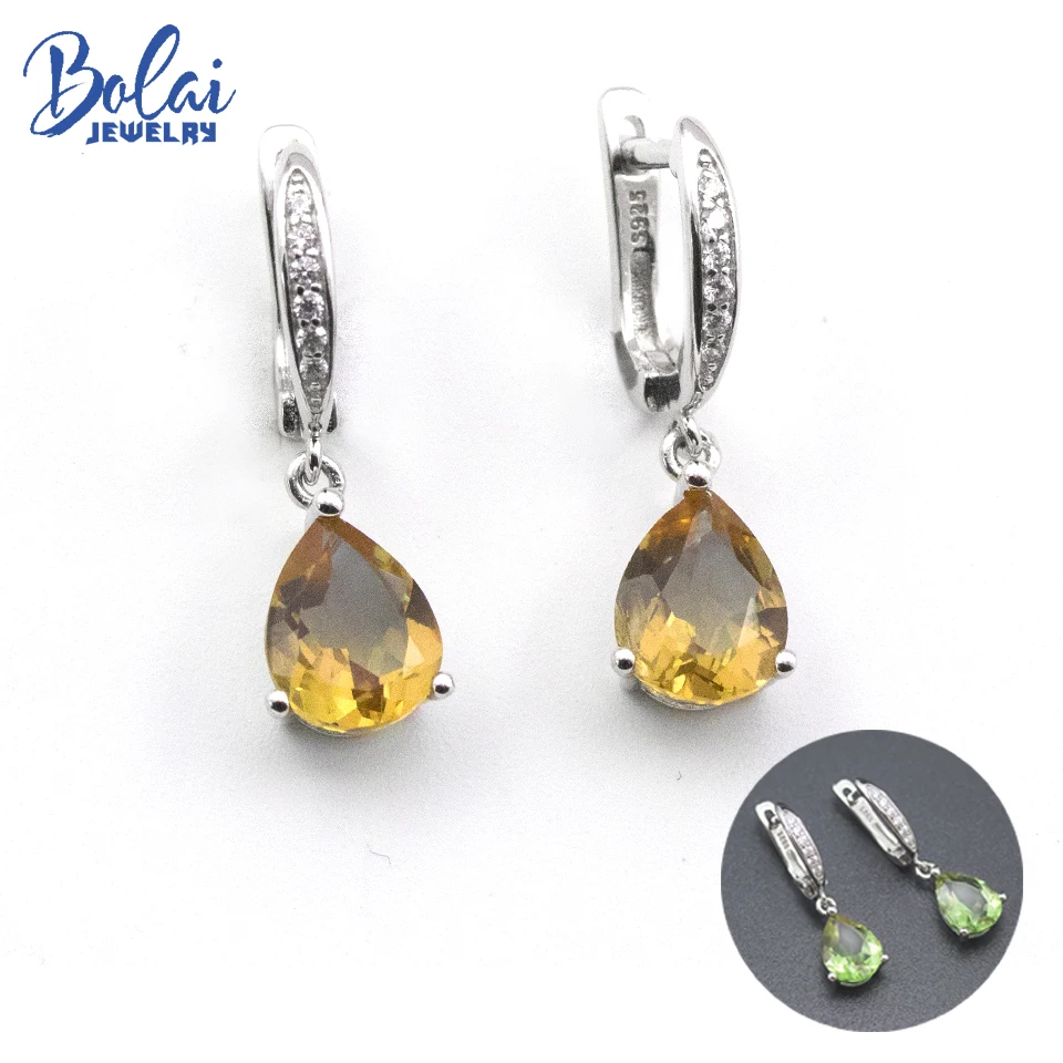 

Bolai color change zultanit clip earrings genuine 925 sterling silver nano diaspore gemstone jewelry 2019 women's good quality