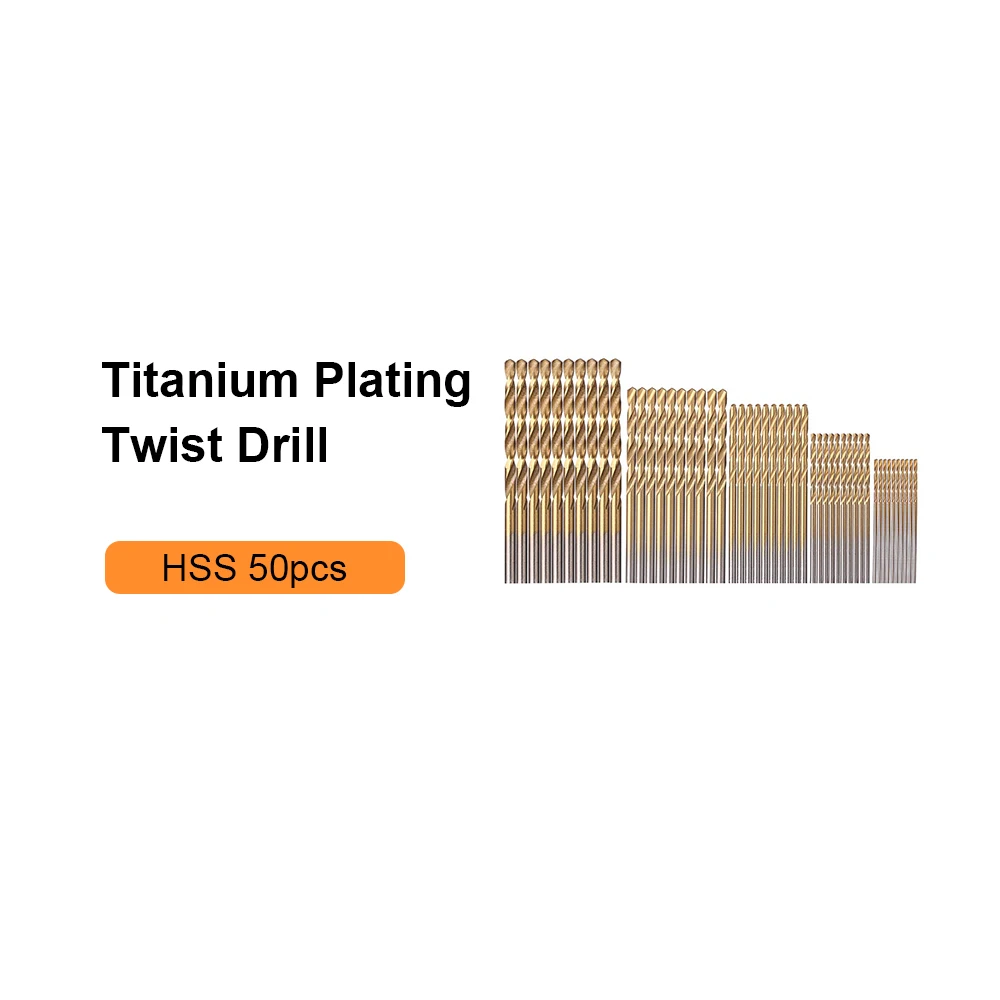 JelBo 50 шт./компл. спиральное сверло из быстрорежущей стали с Титан покрытием спиральное сверло деревообрабатывающий инструмент набор(1/1. 5/2/2,5/3 мм), из дерева, металла - Цвет: Twist Drill Bits