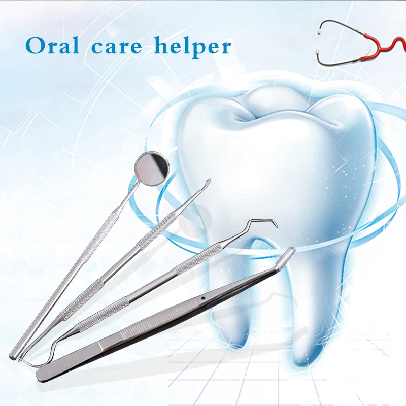 

4pc / Set Dental Tool Kit Dentist Tartar Scraper teeth whitening Dental Equipment Plaque Remover Teeth Cleaning Oral Care Tool