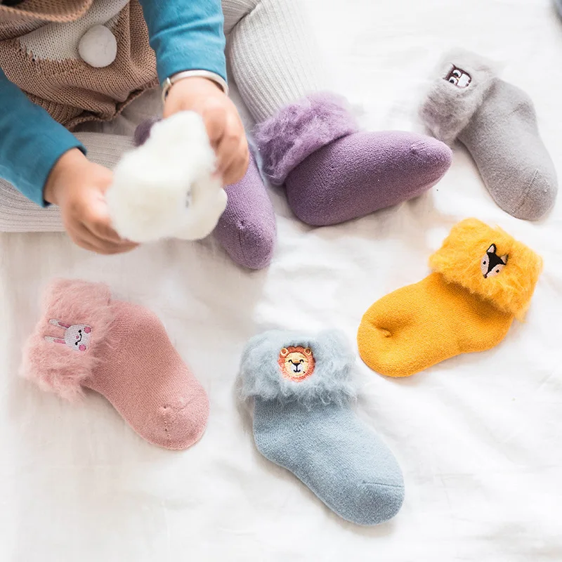 

New Arrive Cartoon Embroidered Baby Socks Winter Thickening and Plush Baby Boys Girls Cute Socks GZ221