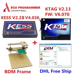 Новый KESS V2 V2.30 FW V4.036 OBD2 менеджер Тюнинг Комплект мастер + KTAG V6.070 K-TAG V2.13 K тег программатор системного блока управления + Адаптер BDM рамки