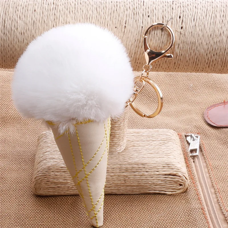 H: hyde nueva 17 colores POM bola llavero pompom helado Pieles de animales llavero para las mujeres porte Clef llavero chaveiros