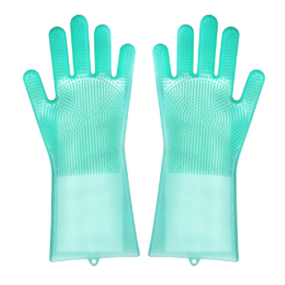 

Magic Silicone Scrubber Rubber Cleaning Gloves Dusting|Dish Washing|Pet Care Grooming Hair Car Insulated Kitchen 1O17