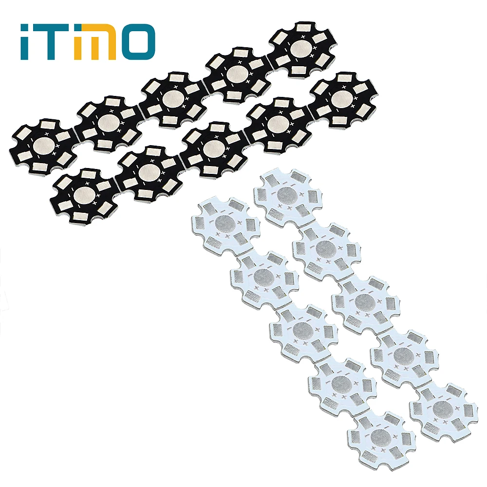 

ITimo 10pcs Heatsink Star Kit LED Aluminum Base Plate PCB Board Cooling Heat Sink Substrate 20 mm Black White 1W 3W 5W DIY