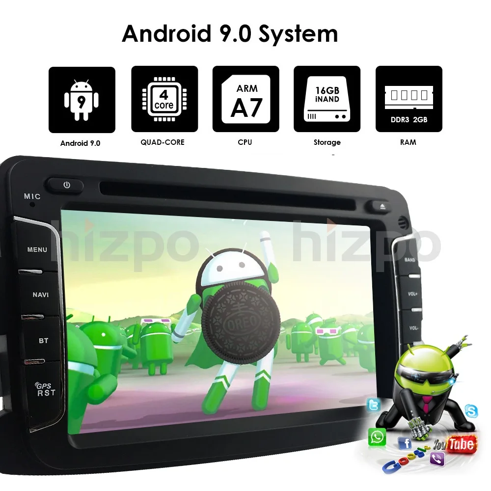 Best IPS Android9.0 Car dvd player GPS Navigation For Dacia Sandero Duster Renault Captur Lada Xray 2 Logan 2 auto radio DAB TPMS OBD 5