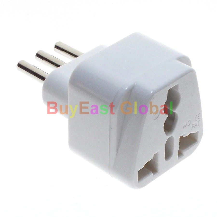 (2 PCS) Universal to Italian Chile 3 Pin Electrical Plug Adapter AC100