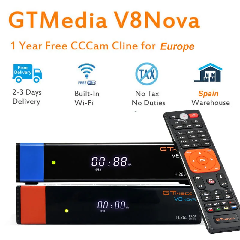 GTMedia V8 Nova DVB S2 H.265 декодер спутниковый ресивер+ 1 год CCcam 4 cline встроенный wifi AVS цифровой ТВ-приставка