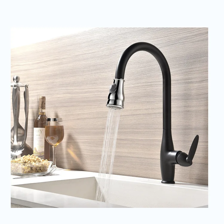 Black solid brass kitchn faucet Pull down mixer faucet with two mode sprayer Unique design Pull out Faucet лэтуаль ремень legislatrice de la mode taile unique