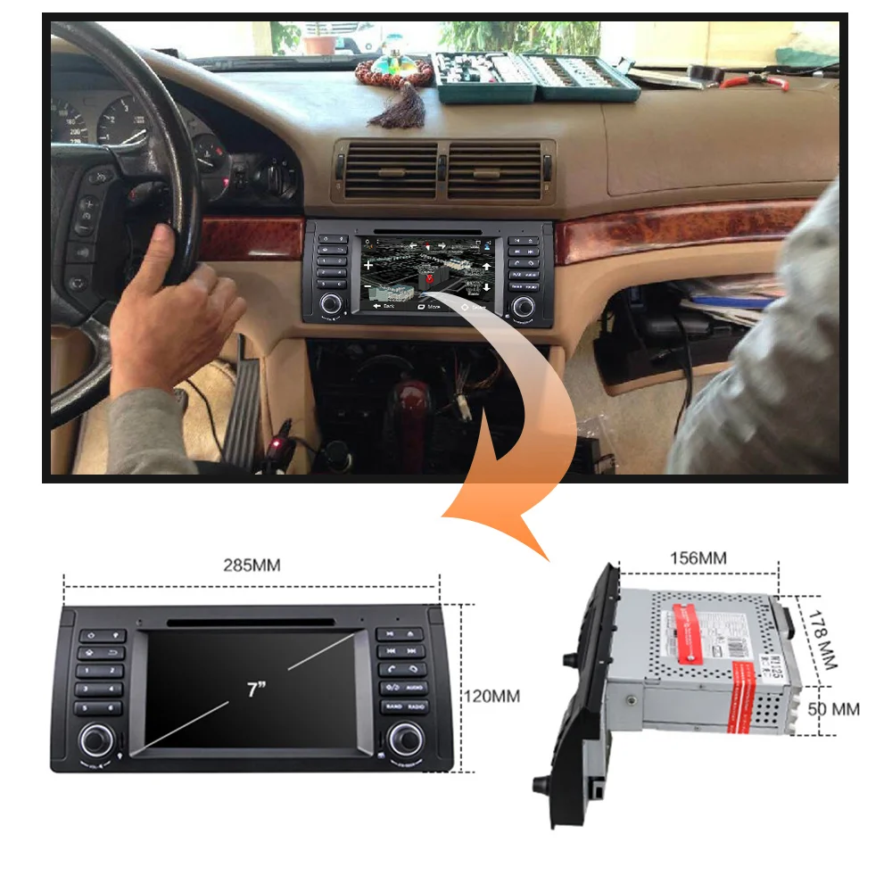 Cheap Eunavi AutoRadio 1 Din Android 9.0 Car DVD Player For BMW E39 E53 X5 M5 GPS Navigation BT Wifi car stereo Quad Core A53 1