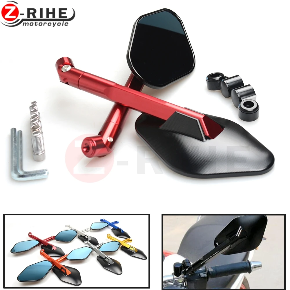 2PCS Universal Black Motorcycle Rearview Mirror  for YAMAHA SUZUKI KAWASAKI HONDA  DUCATI ALL Aluminum
