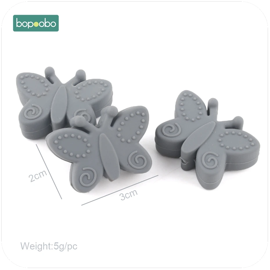 Bopoobo 10pc Silicone Butterfly Teether For Teething DIY Silicone Beads BPA Free Flower Beads For Baby Teether