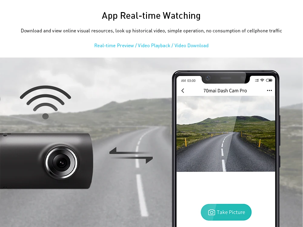 70mai 1S видеорегистратор 1080P WiFi Голосовое управление Умный Автомобильный монитор