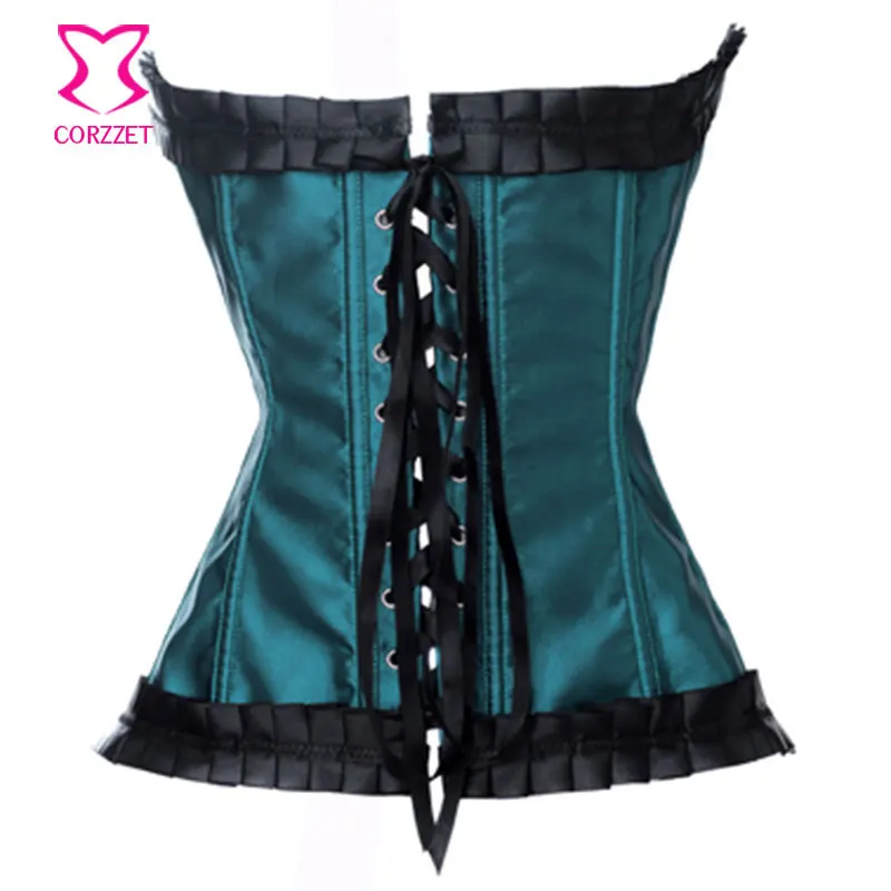 Elegant Dark Green Satin Tight Lacing Corset Sexy Bustier Tops Gothic Clothing Corselet Overbust Corsets and Bustiers Corsage Elegant Dark Green Satin Tight Lacing Corset Sexy Bustier Tops Gothic Clothing Corselet Overbust Corsets and Bustiers Corsage
